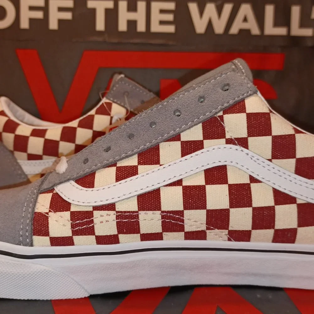 Vans Old Skool Checkerboard Frost Grey/Rhubarb Men's 10.5 VN0003Z6ICJ